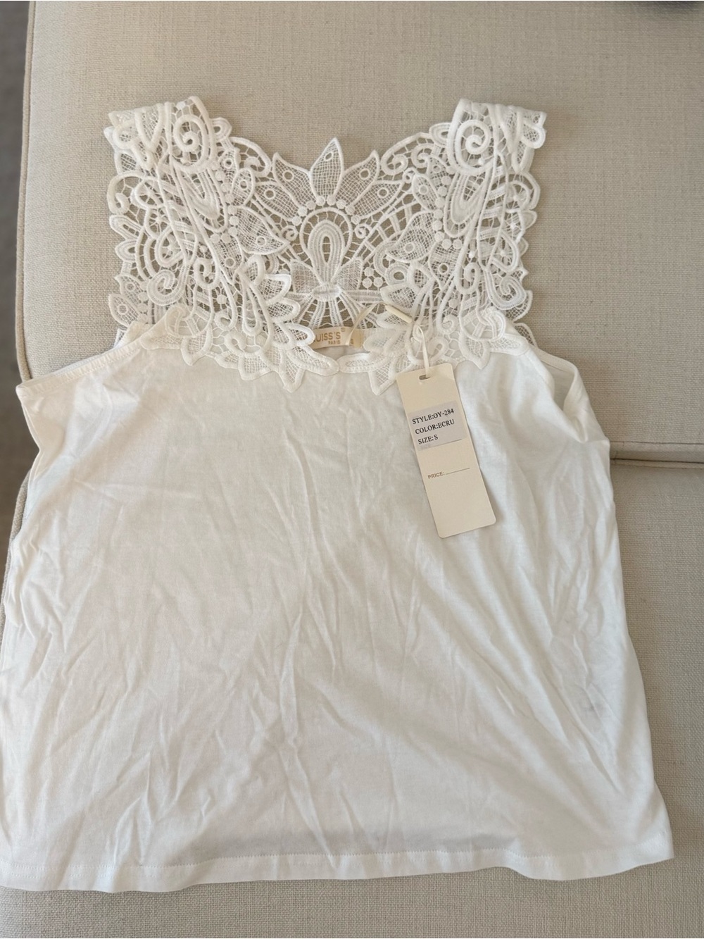 Lace-Back White Tank Top - Women